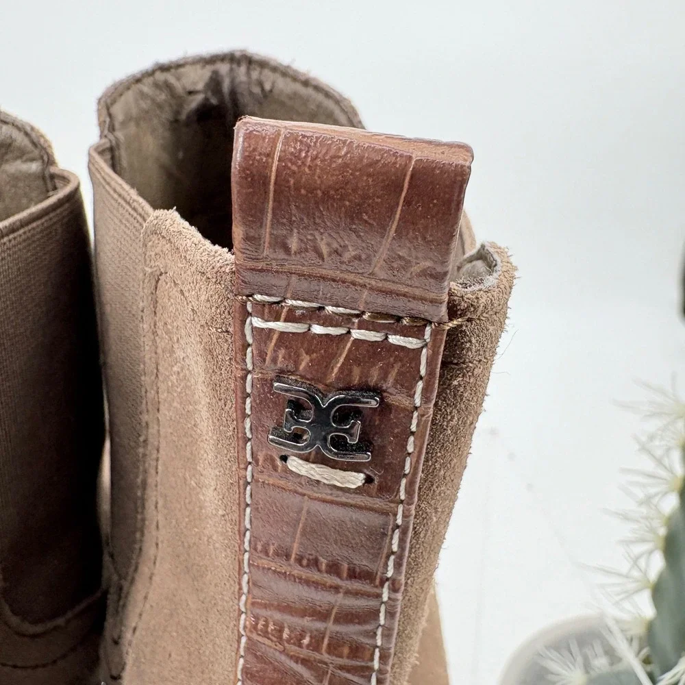 Women's sz 7.5 M Sam Edelman Jaclyn‎ Waterproof Suede Chelsea Boots Taupe